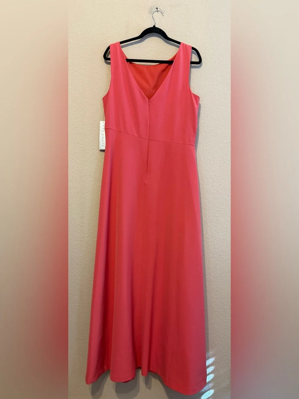 NEW KAY UNGER Pleated Waist Crepe A-line GOWN DRESS Size 14 $328 PERSIMMON Coral